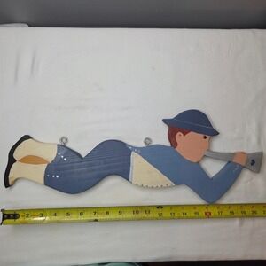 Country Greetings Hand Painted Ponderosa Pine Woodcutter Folk Art Wall Decor